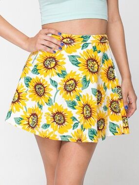 American Apparel Denim Circle Skirt Sunflower